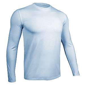 Luxury Long Sleeve Crew Tee - Heathered Light Blue