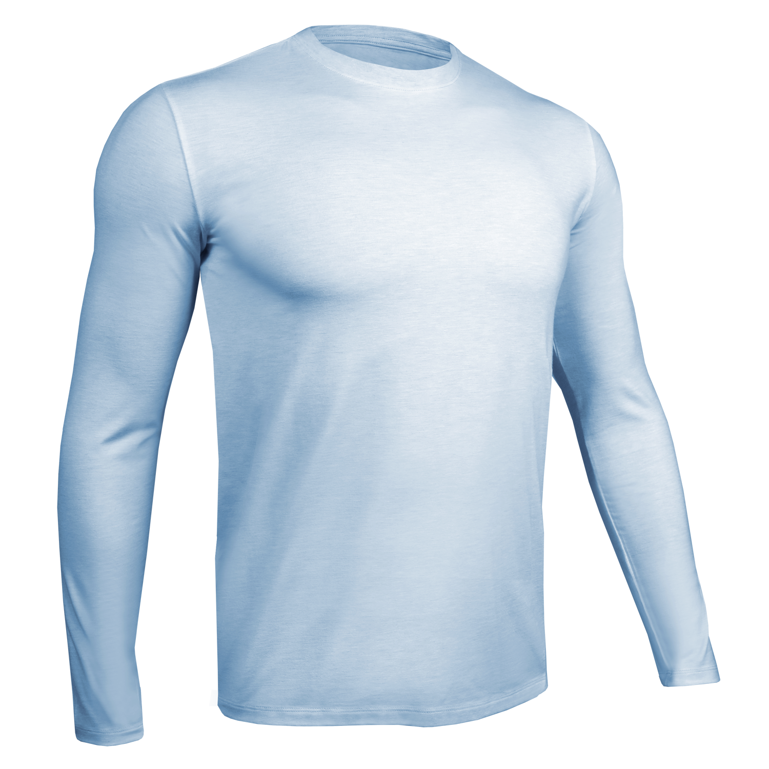 Luxury Long Sleeve Crew Tee - Heathered Light Blue