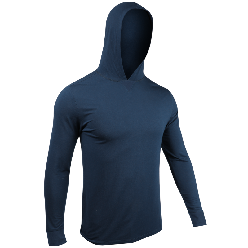 Luxury Long Sleeve Hooded Tee - Pacific Navy