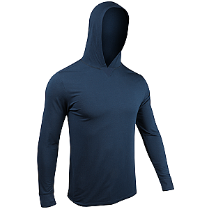 Luxury Long Sleeve Hooded Tee - Pacific Navy