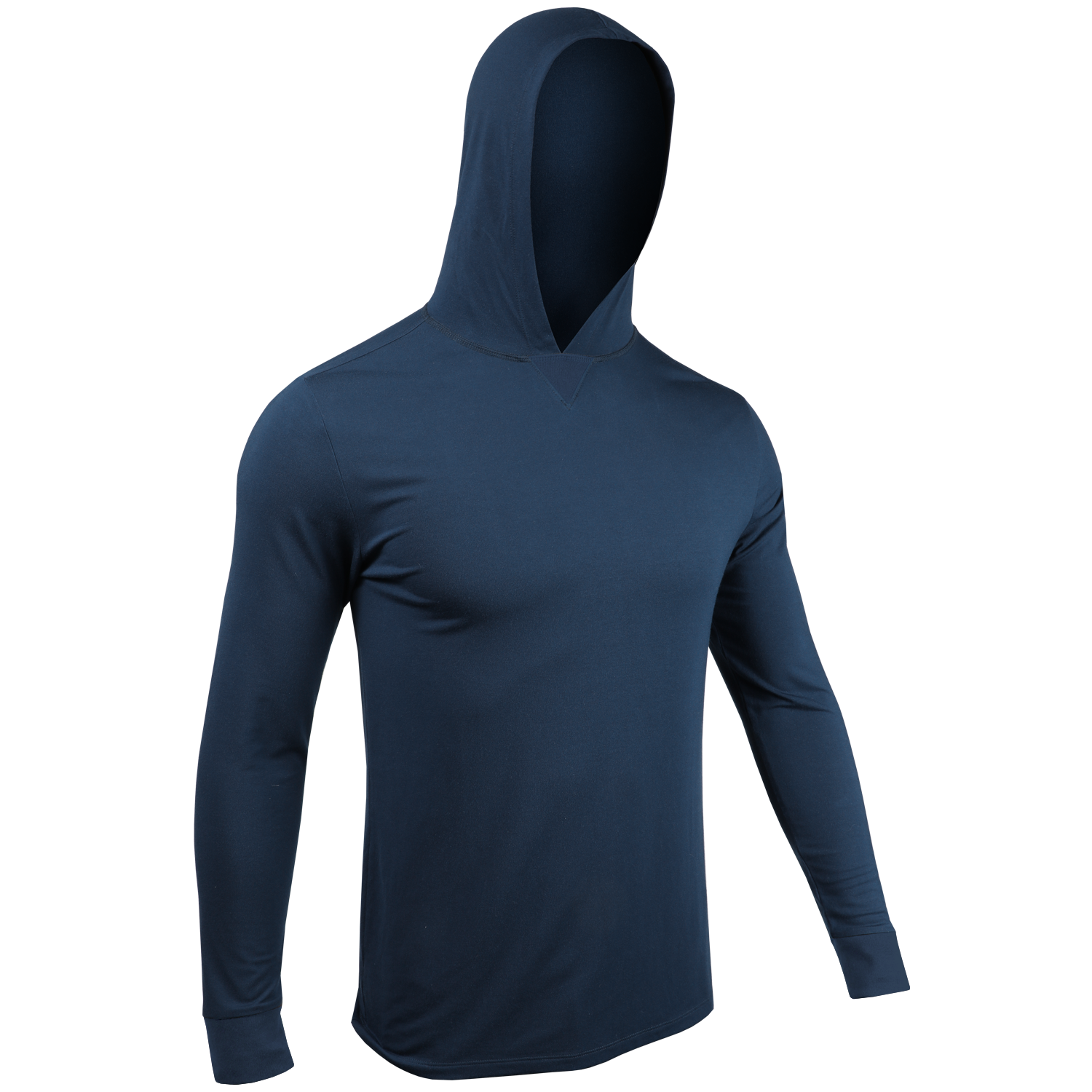Luxury Long Sleeve Hooded Tee - Pacific Navy