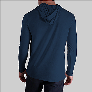 Luxury Long Sleeve Hooded Tee - Pacific Navy