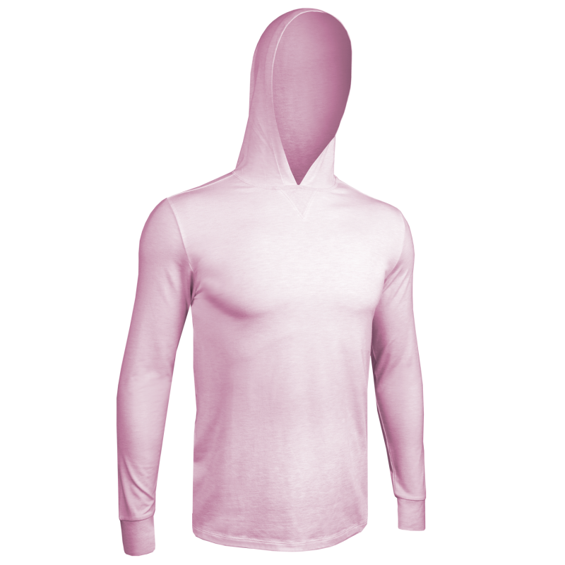 Luxury Long Sleeve Hooded Tee - Heathered Pink