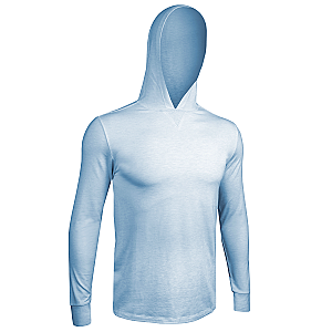 Luxury Long Sleeve Hooded Tee - Heathered Light Blue