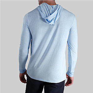 Luxury Long Sleeve Hooded Tee - Heathered Light Blue