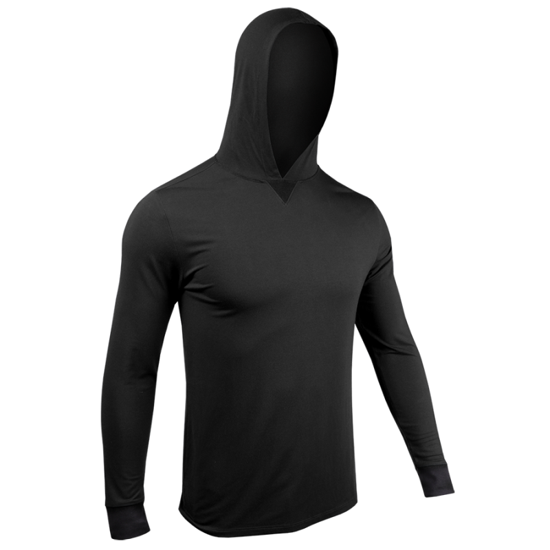 Luxury Long Sleeve Hooded Tee - Black