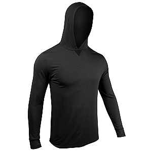Luxury Long Sleeve Hooded Tee - Black