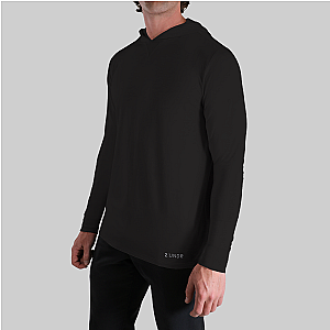 Luxury Long Sleeve Hooded Tee - Black
